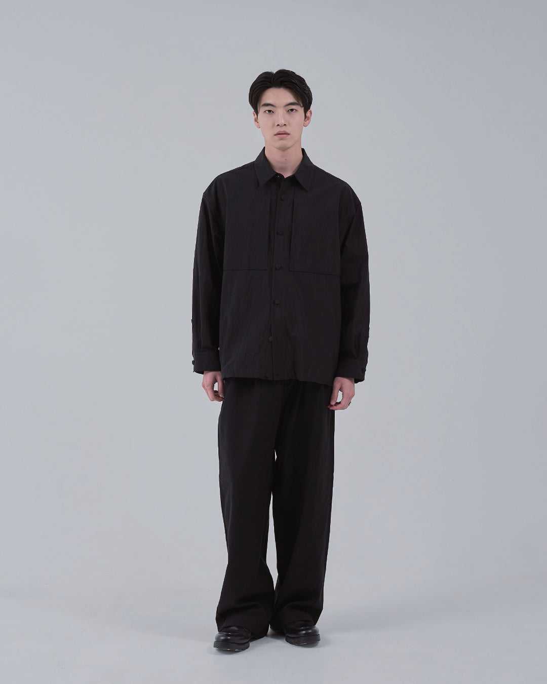 Cotton×Nylon Shirts Jacket -black-