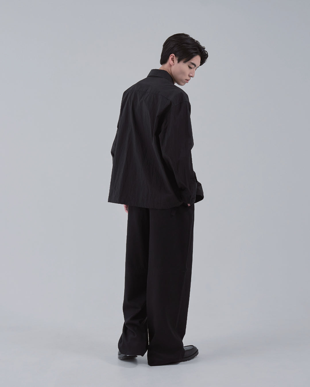 Cotton×Nylon Shirts Jacket -black-