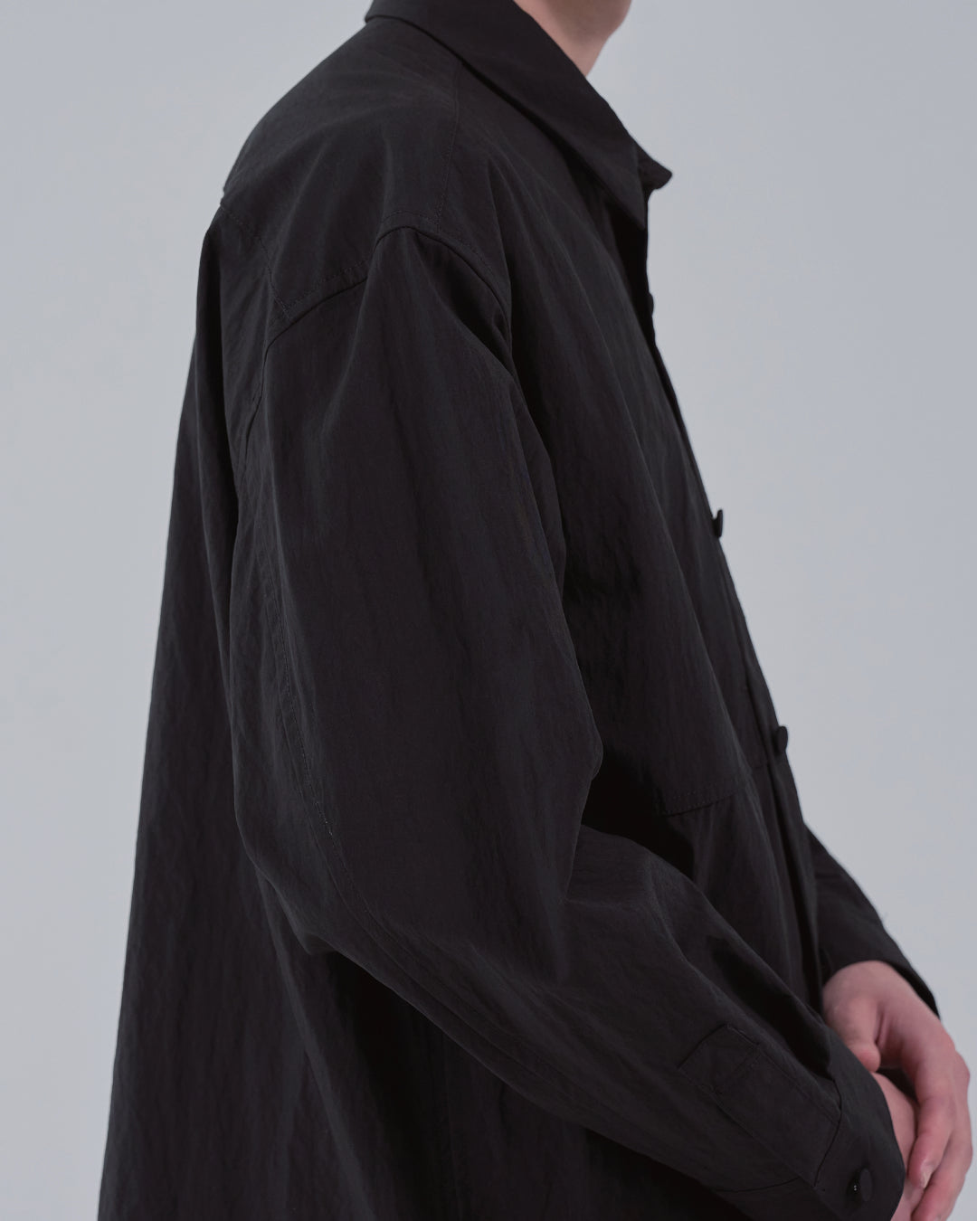 Cotton×Nylon Shirts Jacket -black-