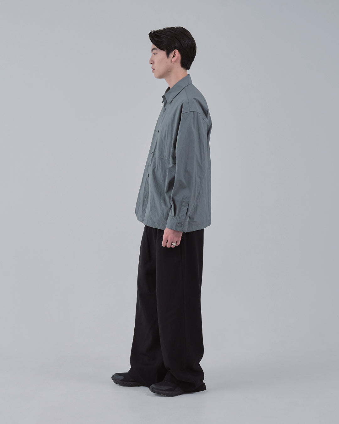 Cotton×Nylon Shirts Jacket -blue gray-