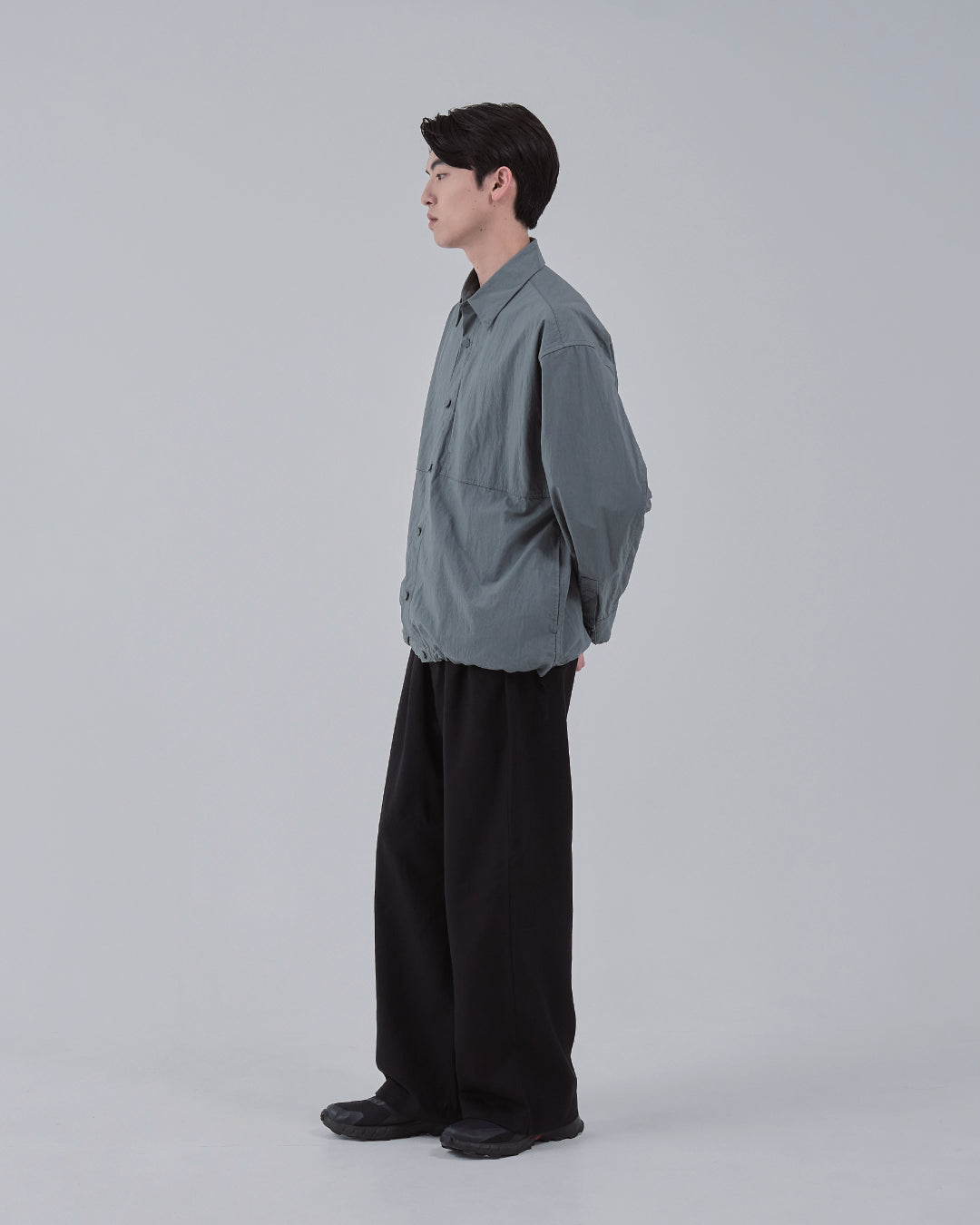 Cotton×Nylon Shirts Jacket -blue gray-