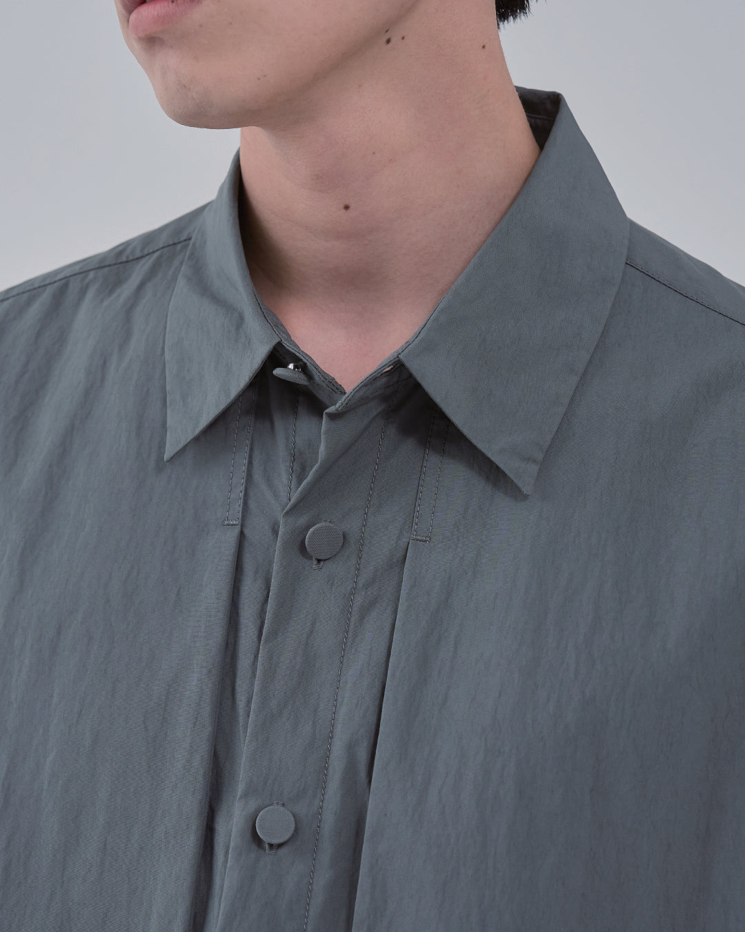 Cotton×Nylon Shirts Jacket -blue gray-