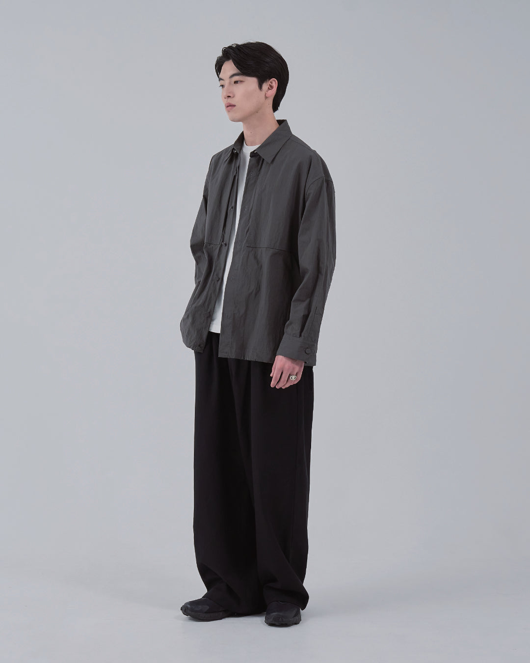 Cotton×Nylon Shirts Jacket -charcoal-