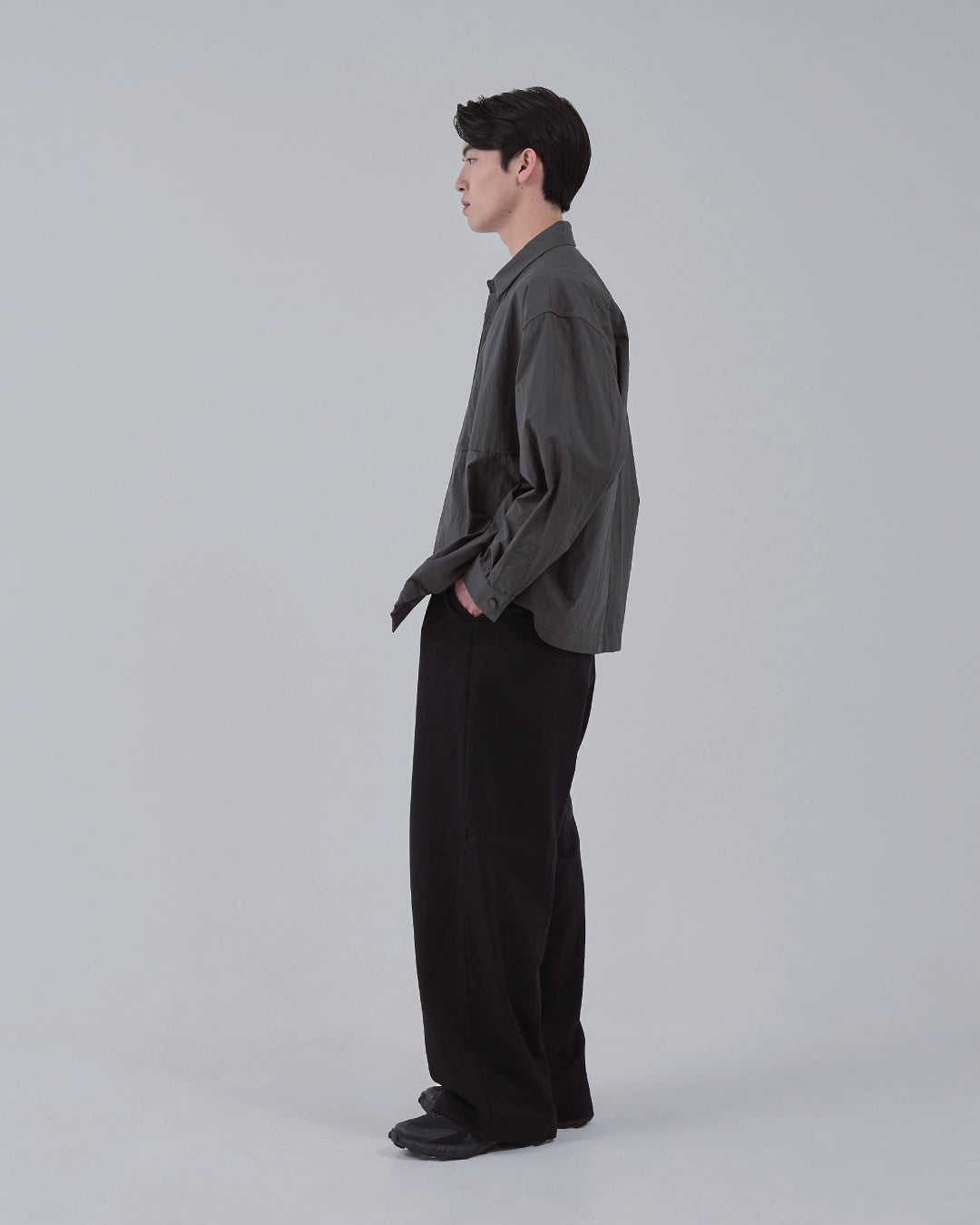 Cotton×Nylon Shirts Jacket -charcoal-