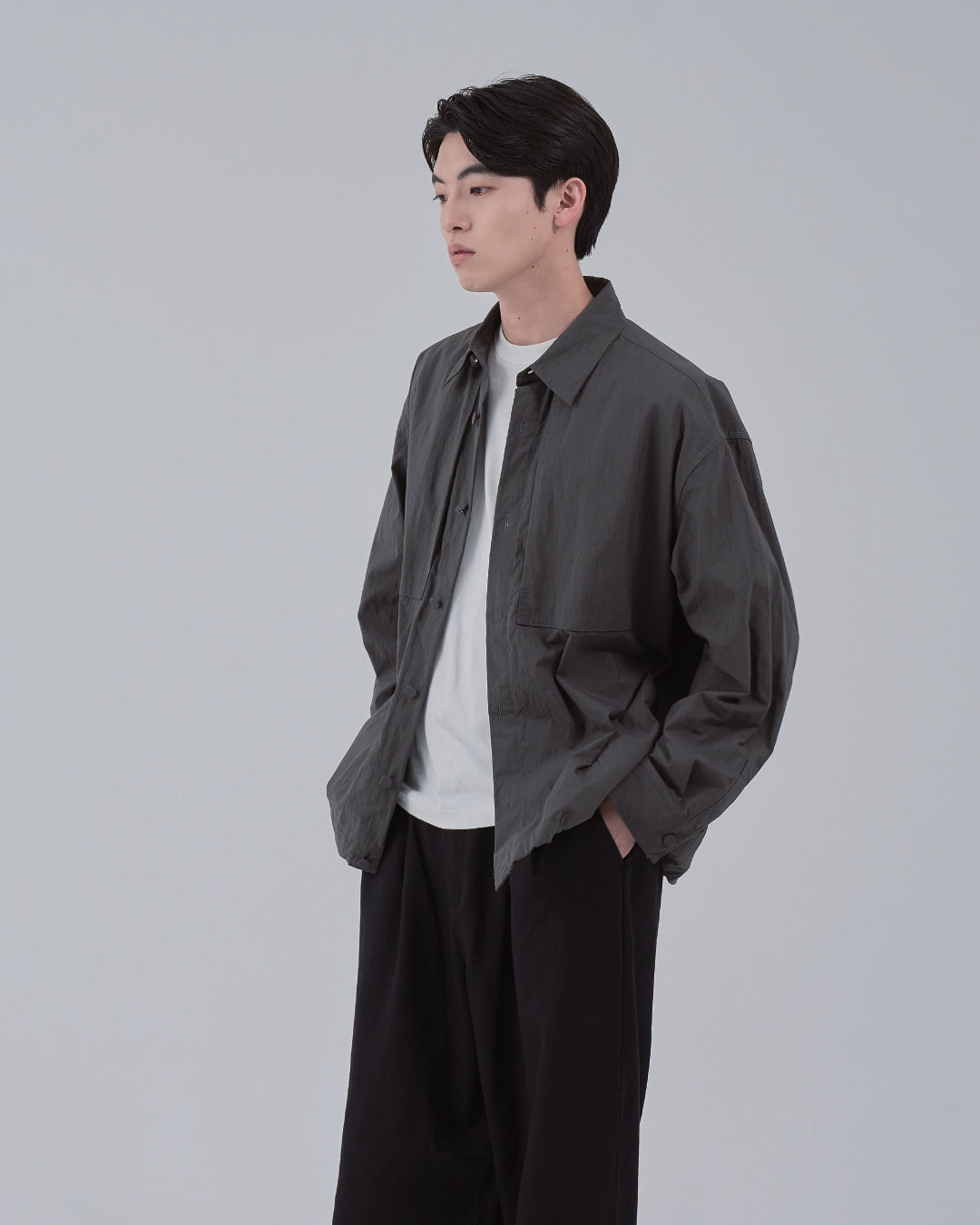 Cotton×Nylon Shirts Jacket -charcoal-