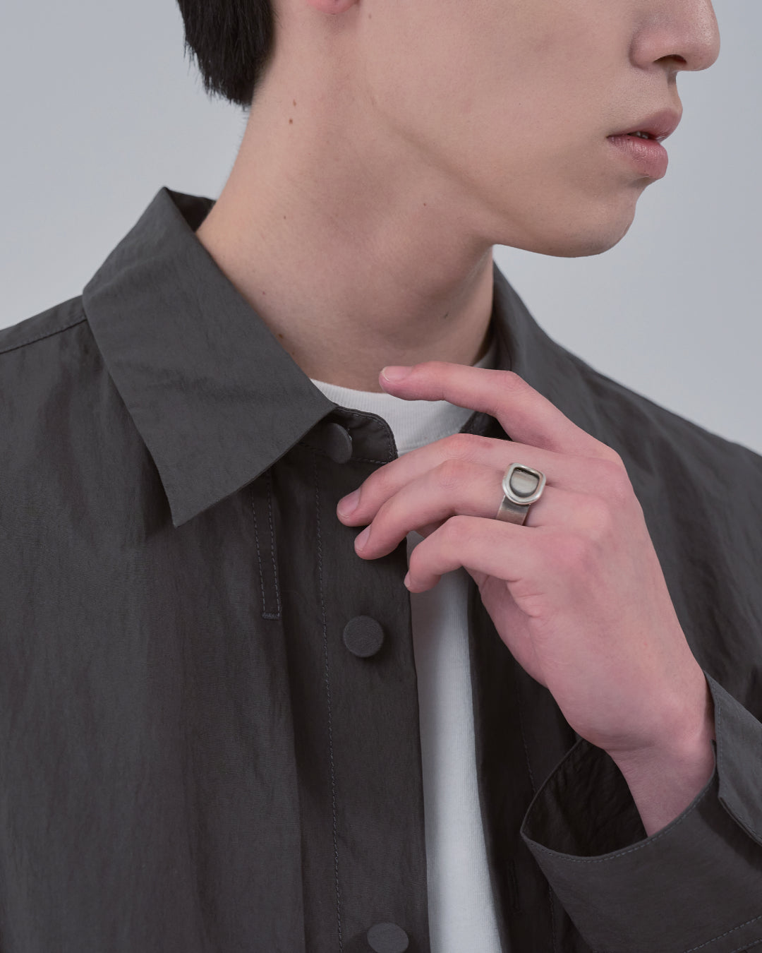 Cotton×Nylon Shirts Jacket -charcoal-