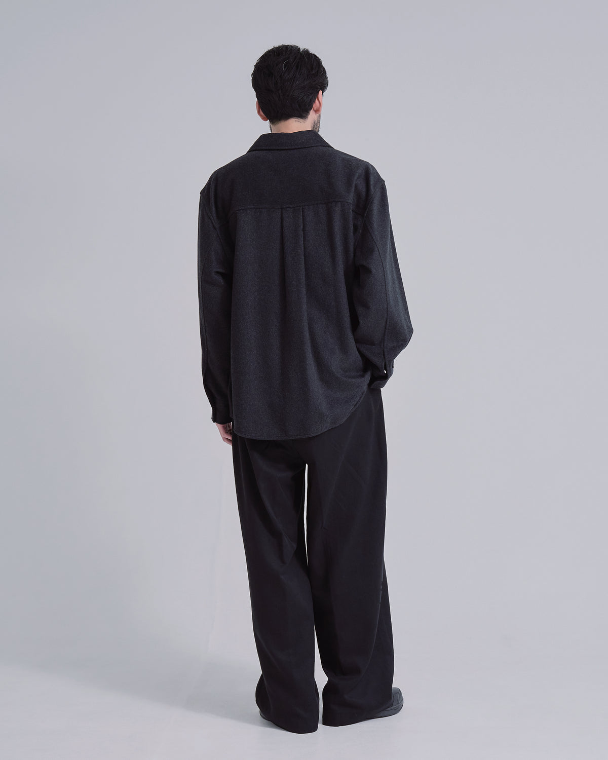 Relaxed Fit Light Melton Shirt -black-