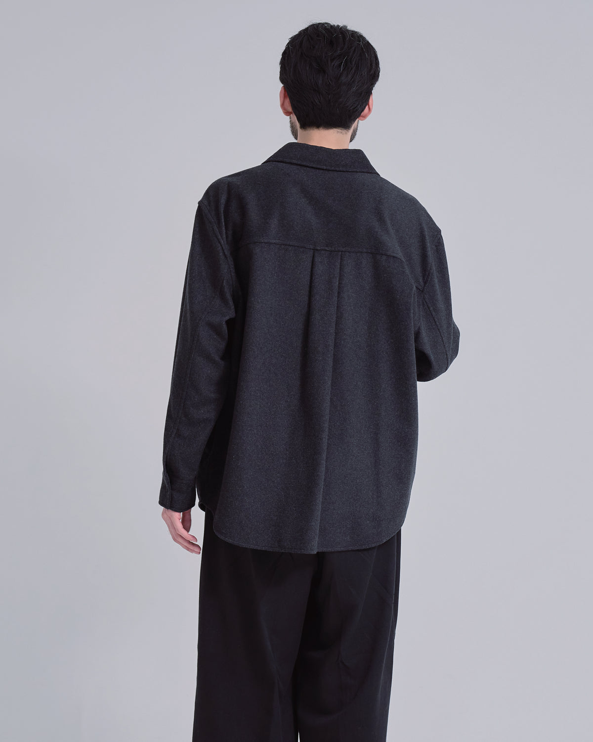 Relaxed Fit Light Melton Shirt -black-
