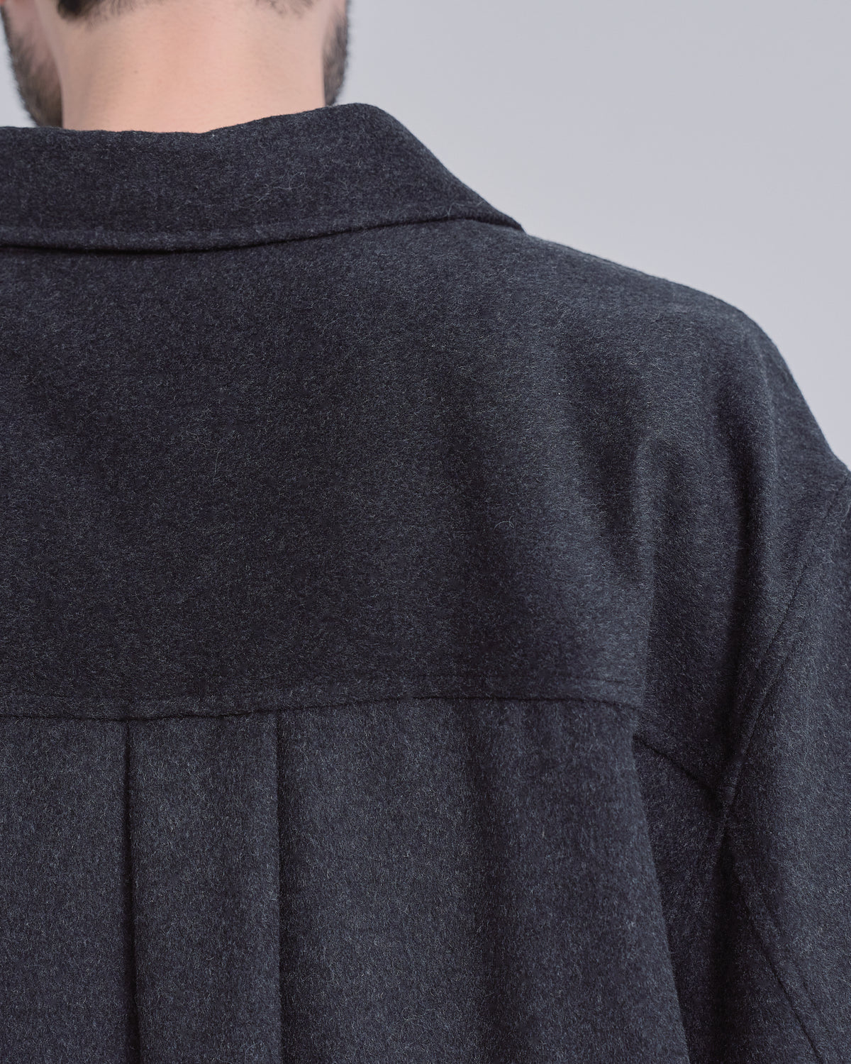 Relaxed Fit Light Melton Shirt -black-