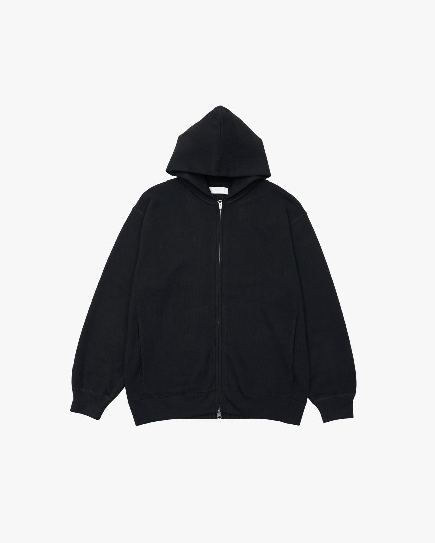 Full Zip Knit Hoodie -black-