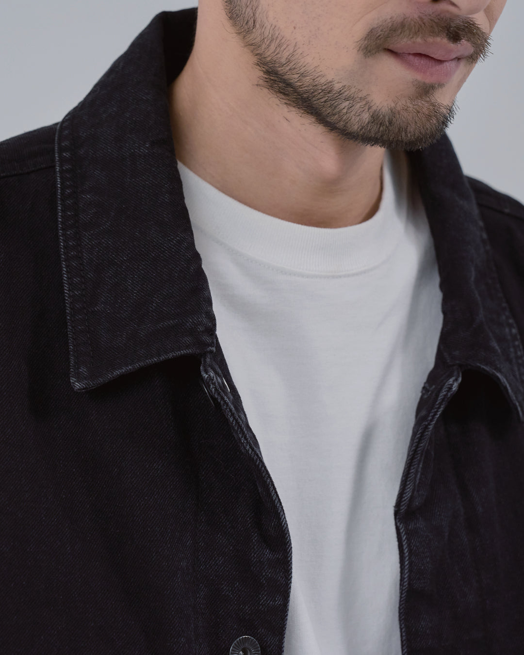 Relaxed Fit Denim Jacket -black-