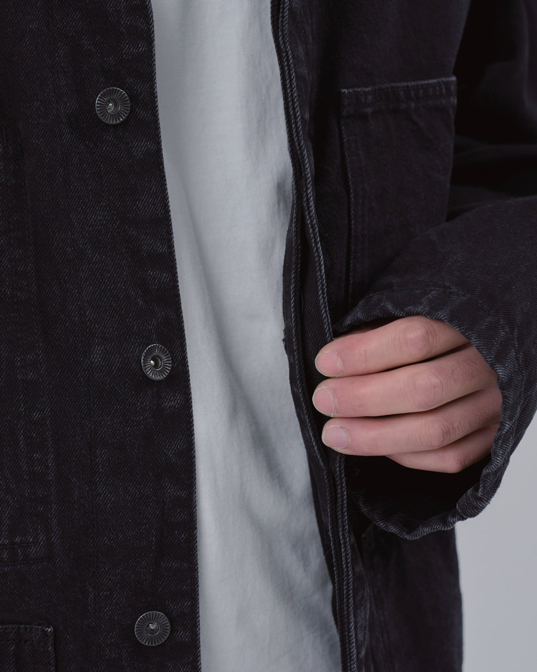 Relaxed Fit Denim Jacket -black-