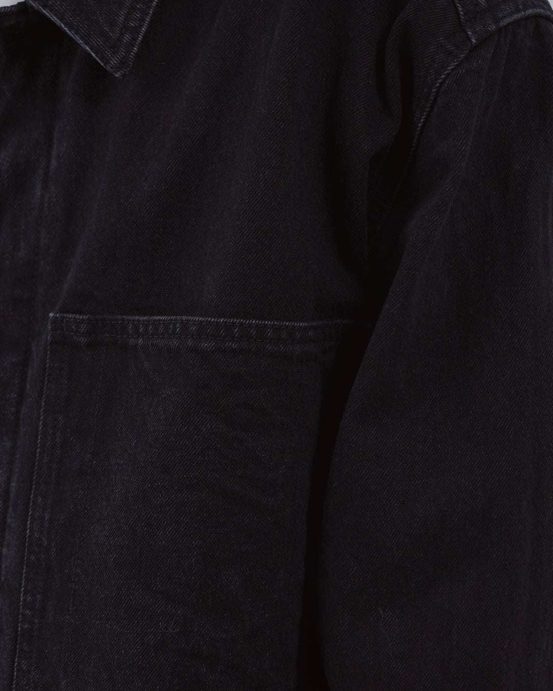 Relaxed Fit Denim Jacket -black-