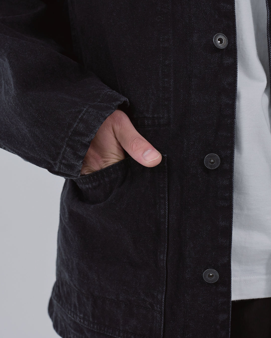 Relaxed Fit Denim Jacket -black-