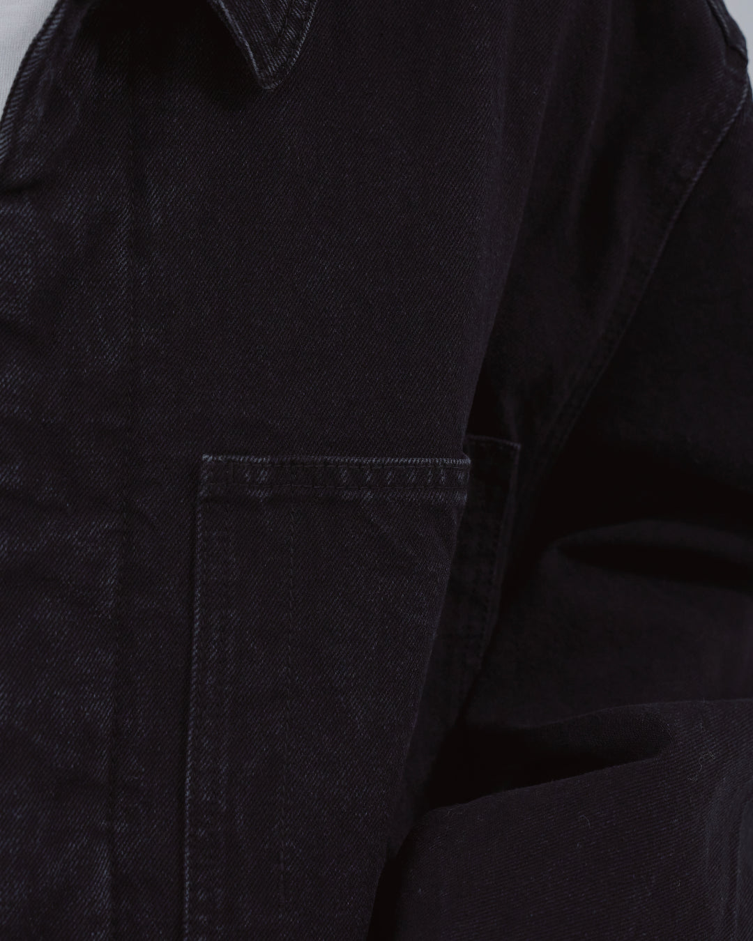 Relaxed Fit Denim Jacket -black-
