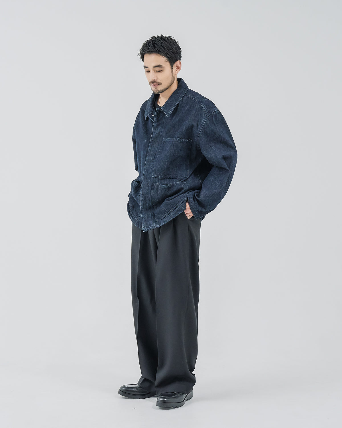 Relaxed Fit Denim Jacket -indigo-(23)