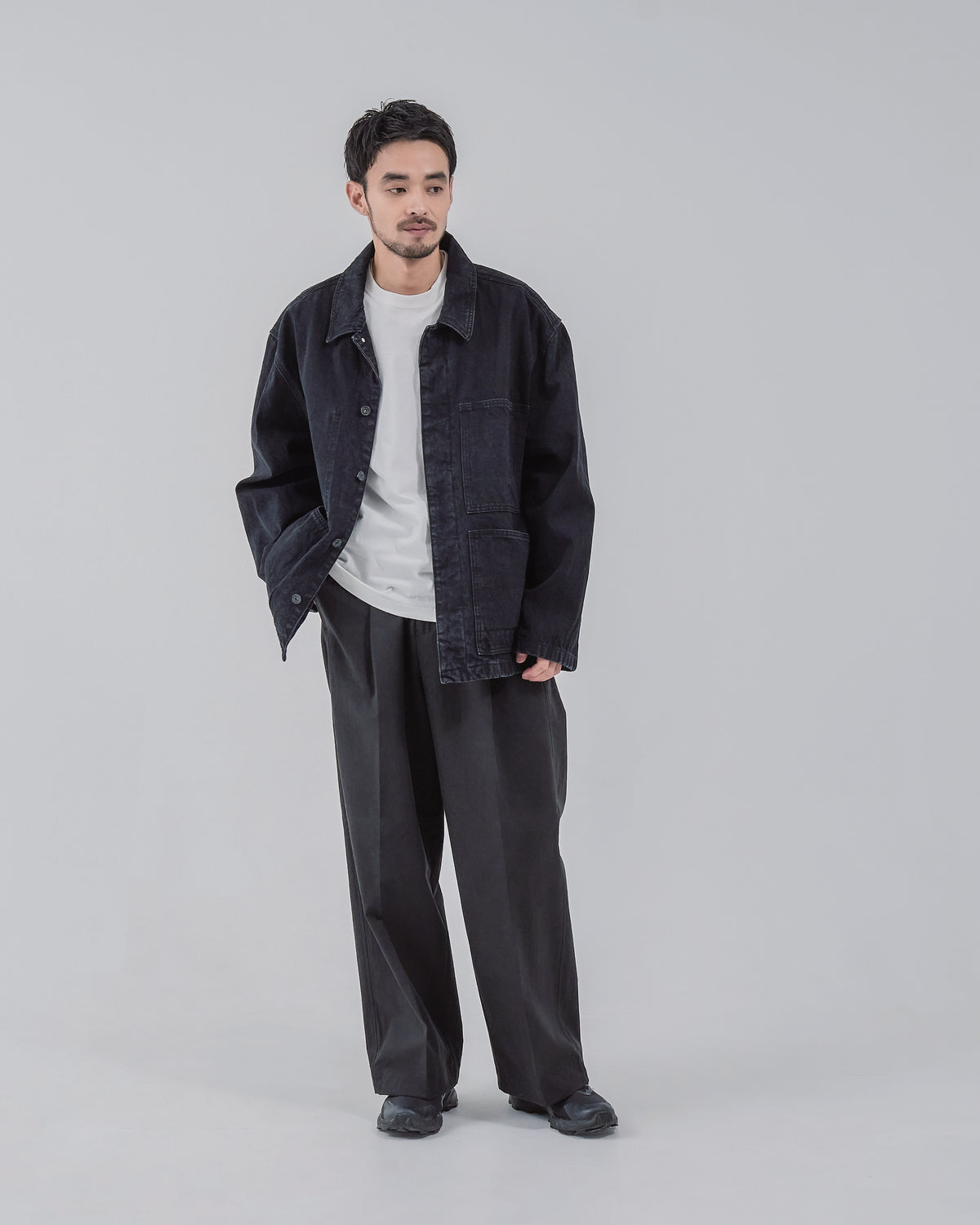 Relaxed Fit Denim Jacket -black-(19)