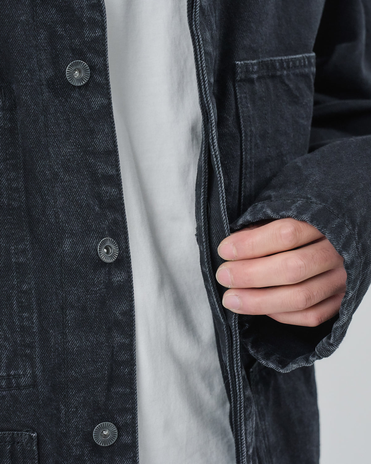 Relaxed Fit Denim Jacket -black-(7)