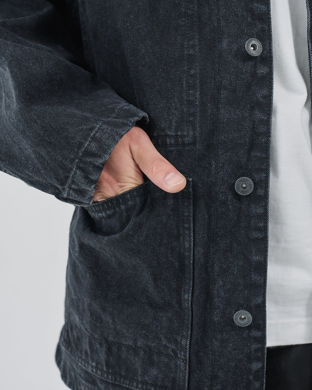 Relaxed Fit Denim Jacket -black-(6)
