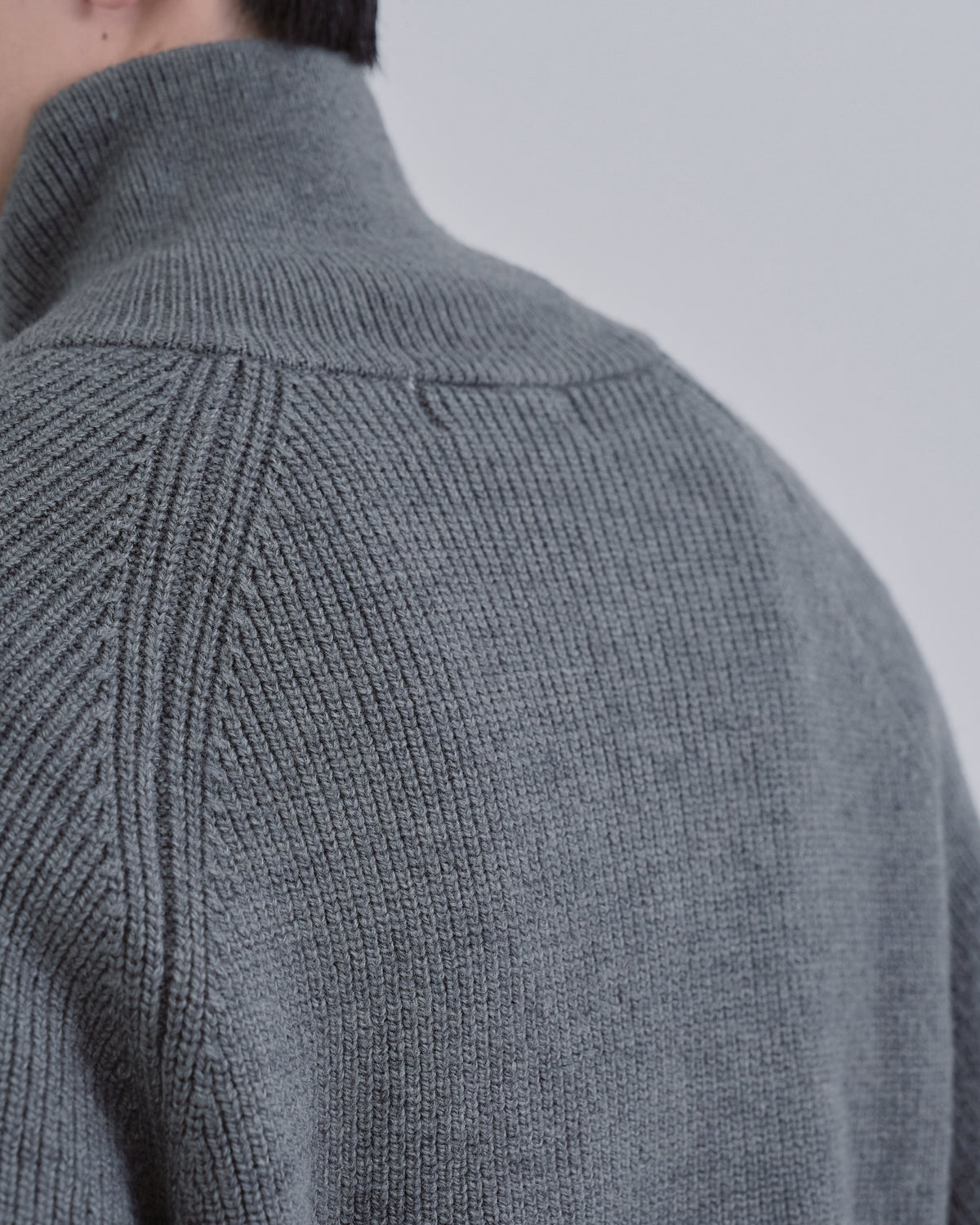 Double Zip Rib Driver's Knit -gray-