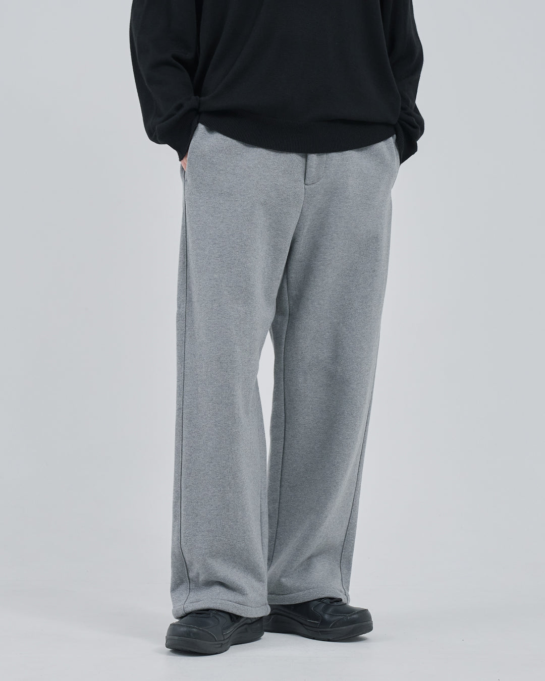 Wide Sweat Pants -heather gray-