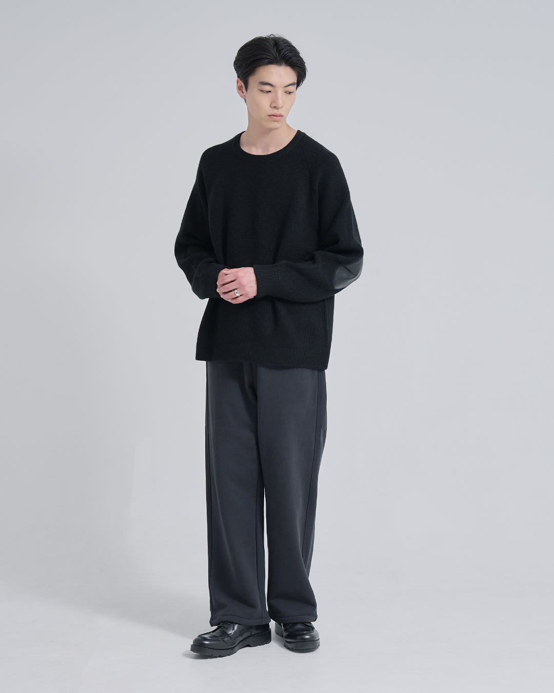 Wide Sweat Pants -dark gray-