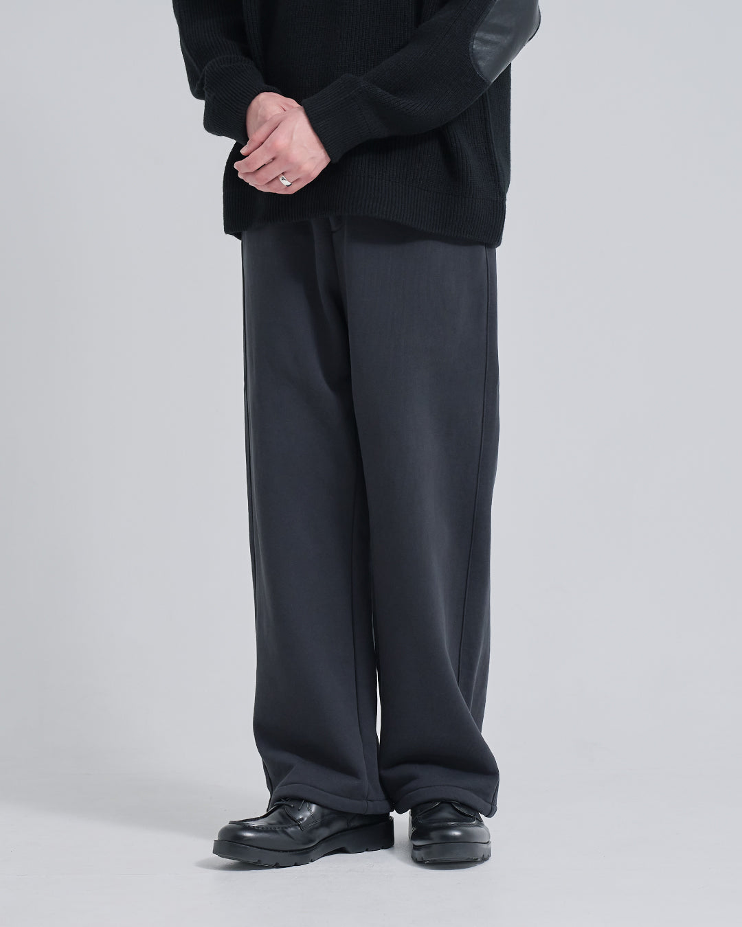 Wide Sweat Pants -dark gray-