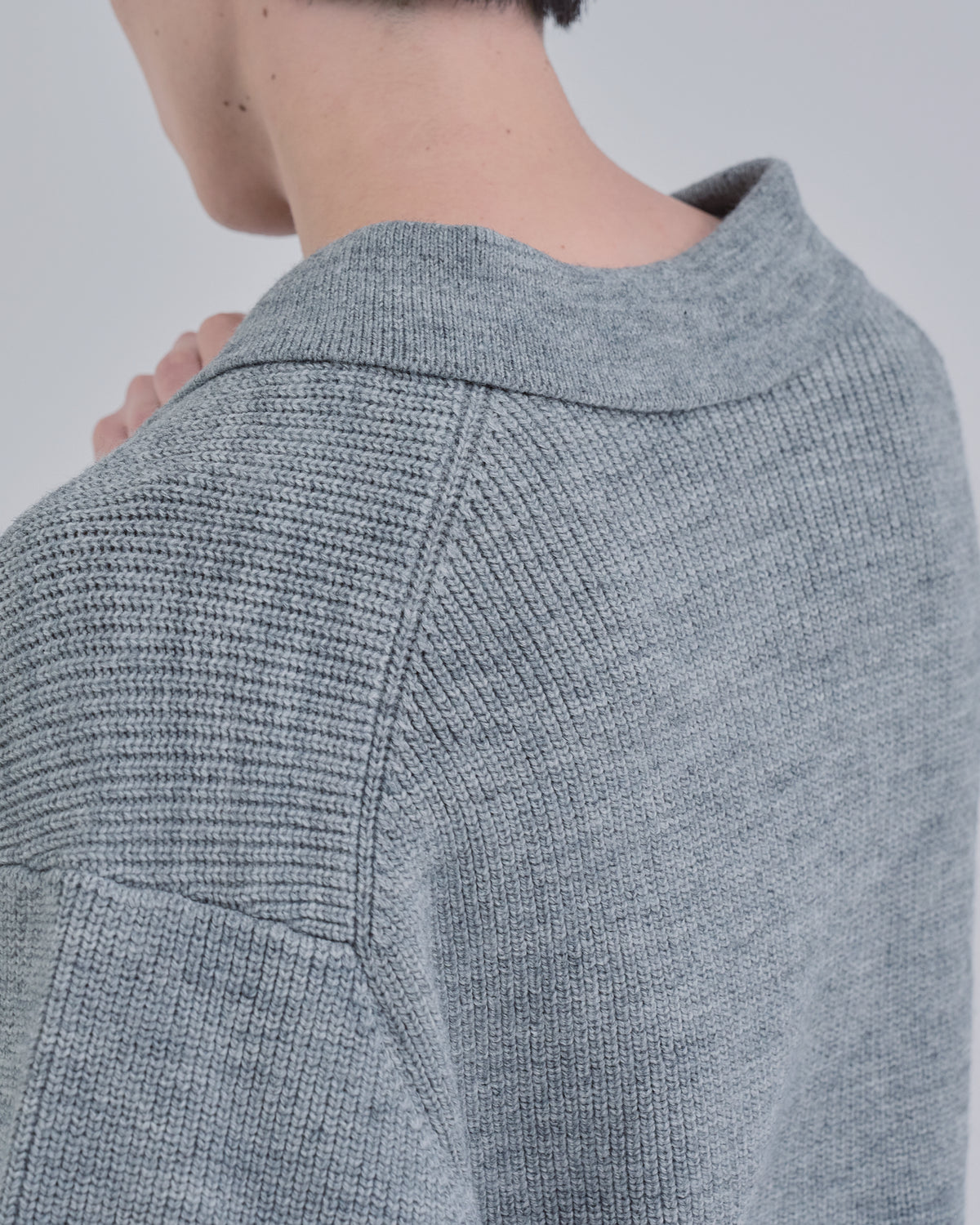 Wide Rib Skipper Knit -gray-