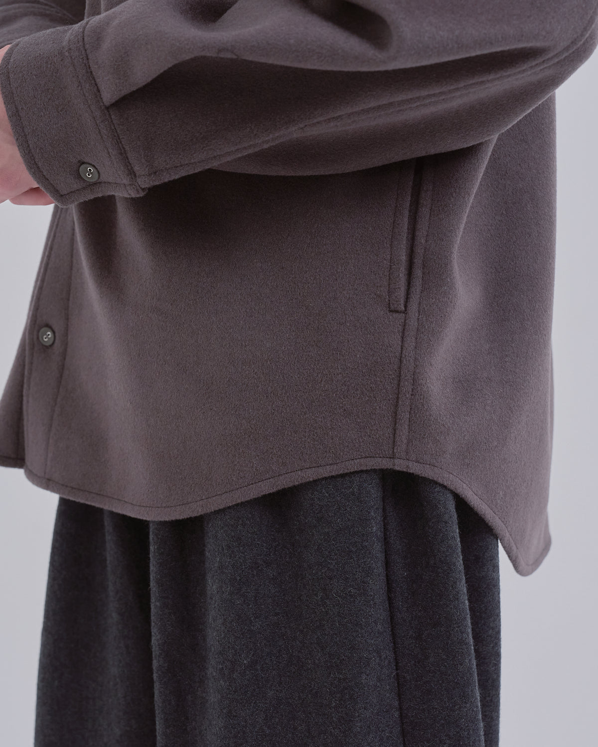 Relaxed Fit Light Melton Shirt -brown-