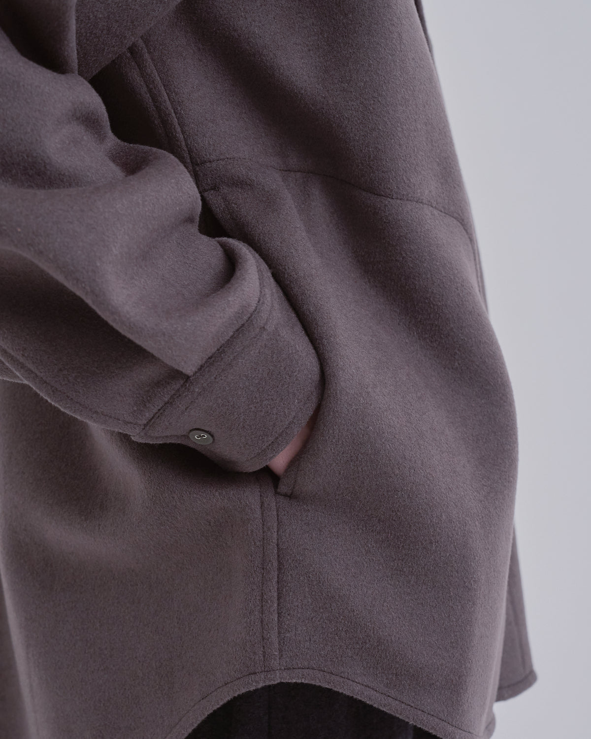 Relaxed Fit Light Melton Shirt -brown-