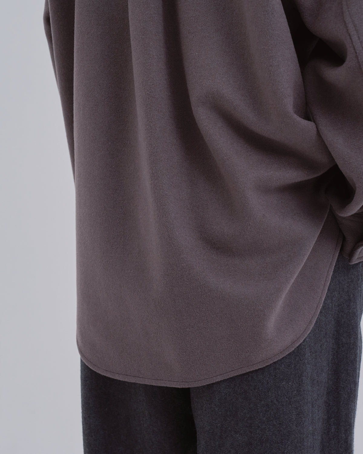 Relaxed Fit Light Melton Shirt -brown-