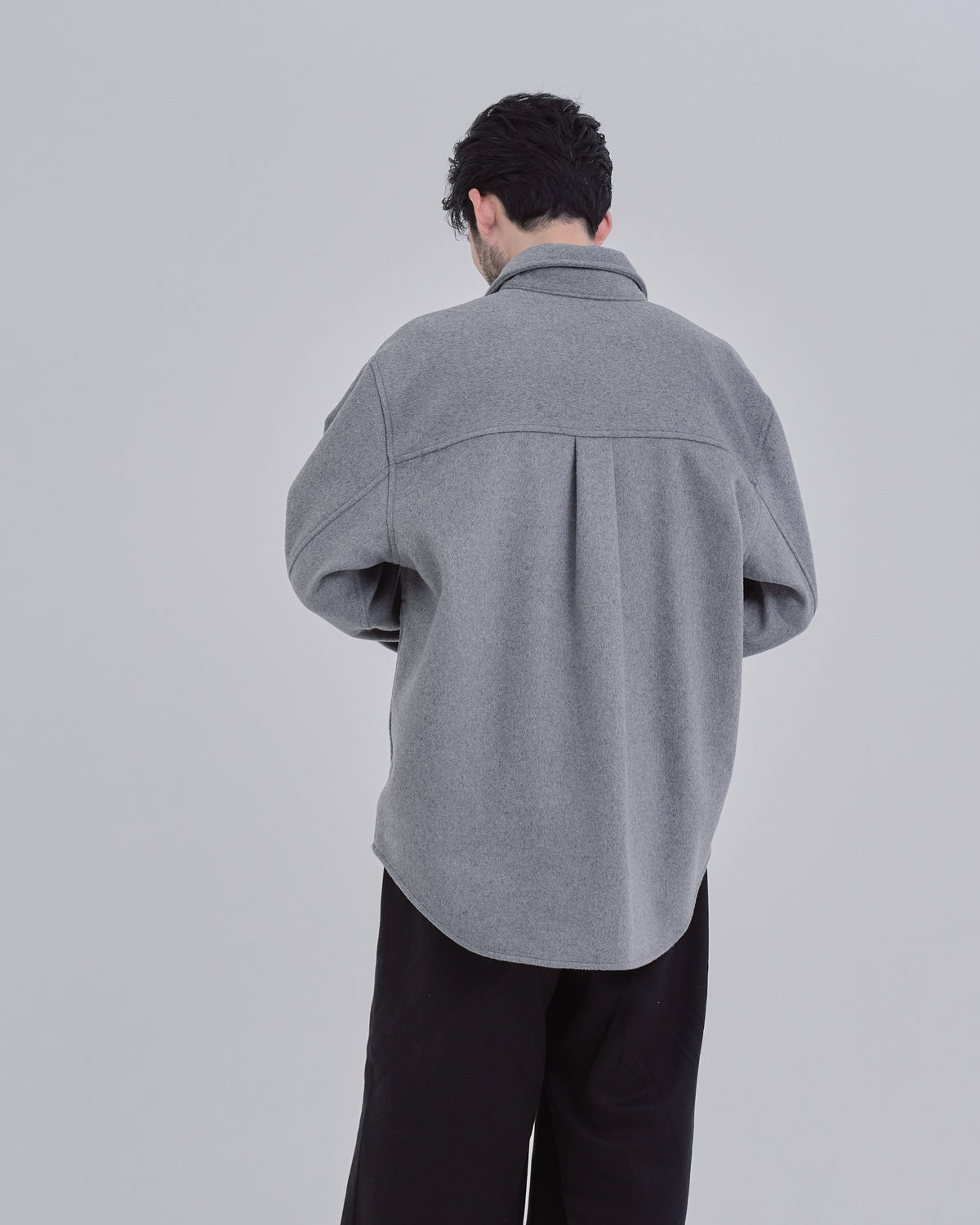 Relaxed Fit Light Melton Shirt -gray-