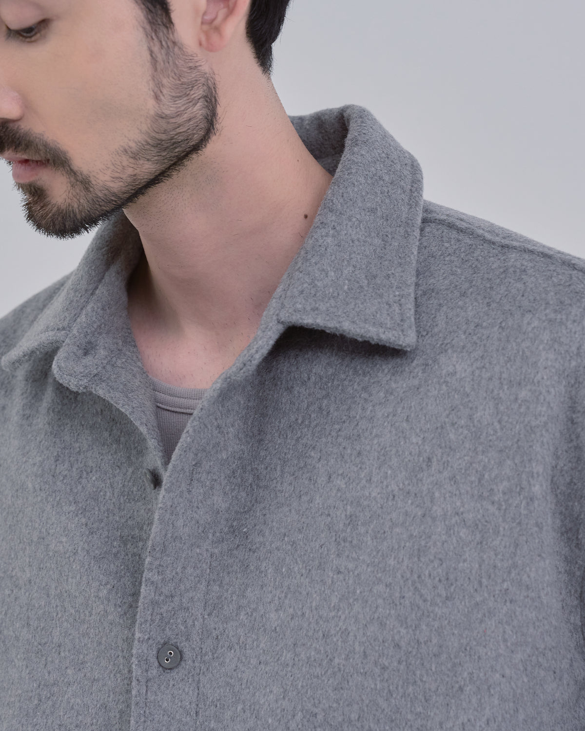 Relaxed Fit Light Melton Shirt -gray-