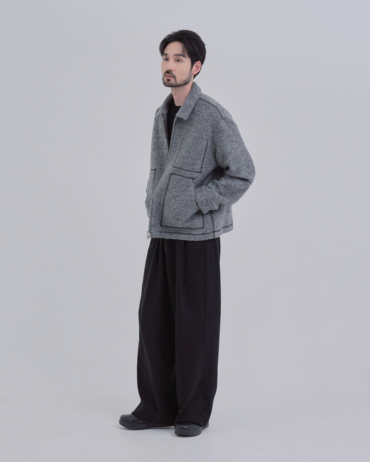 Sliver Knit Jacket -gray-(16)