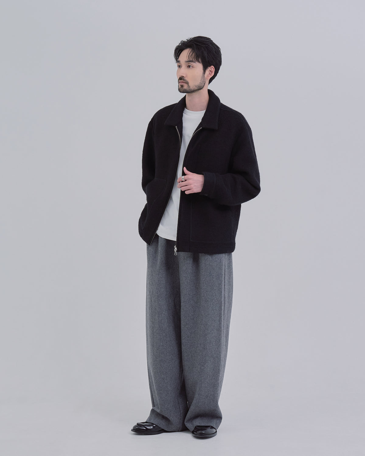Sliver Knit Jacket -black-