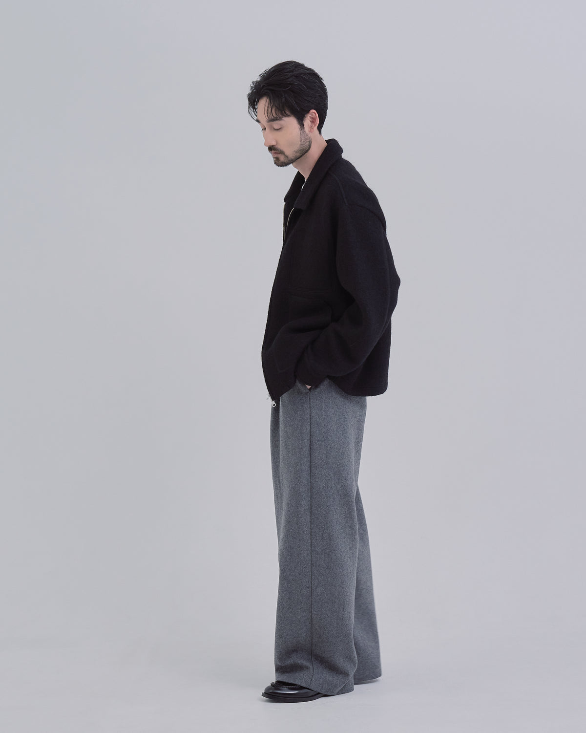 Sliver Knit Jacket -black-