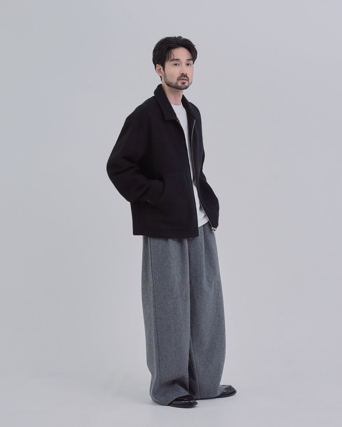 Sliver Knit Jacket -black-