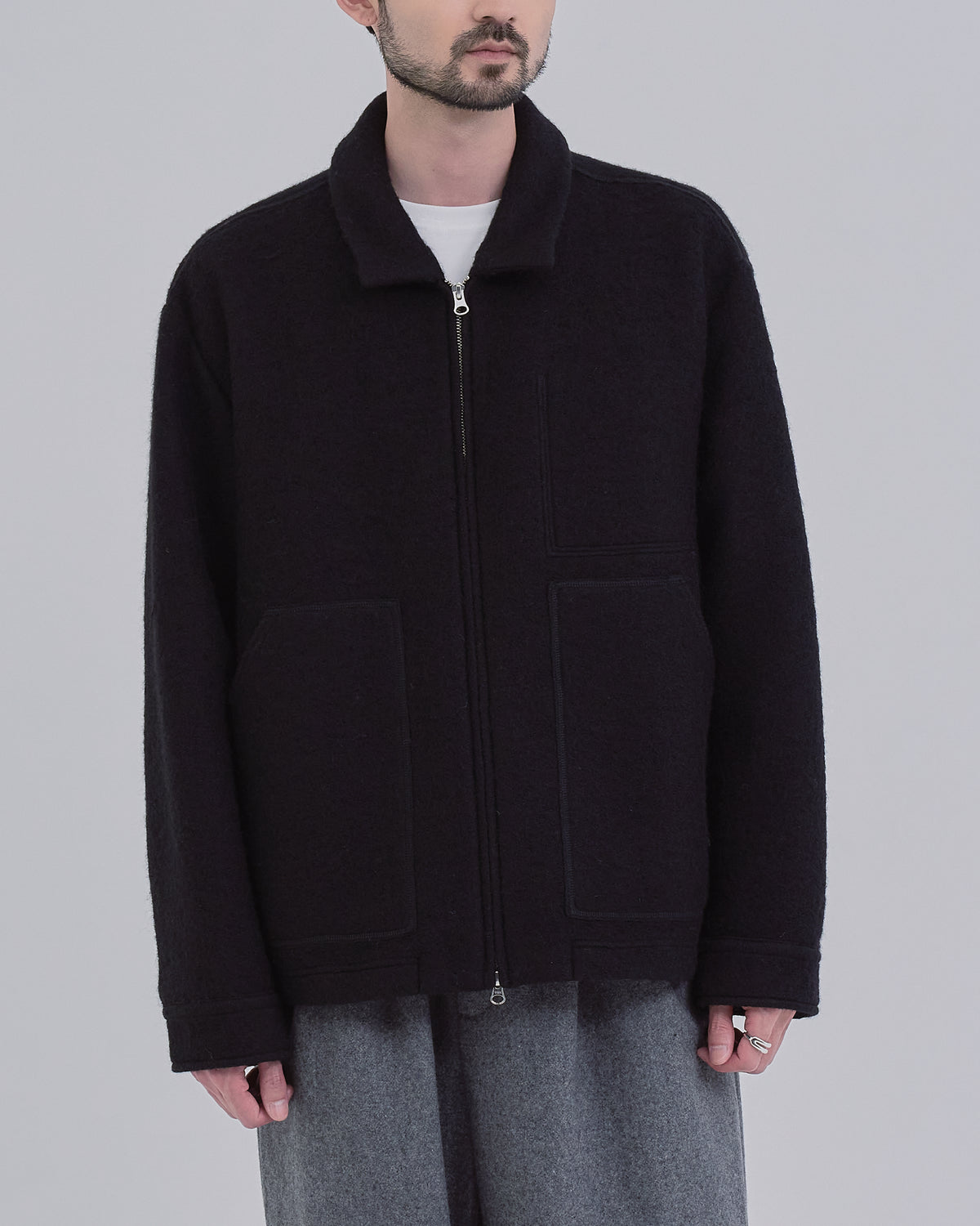 Sliver Knit Jacket -black-