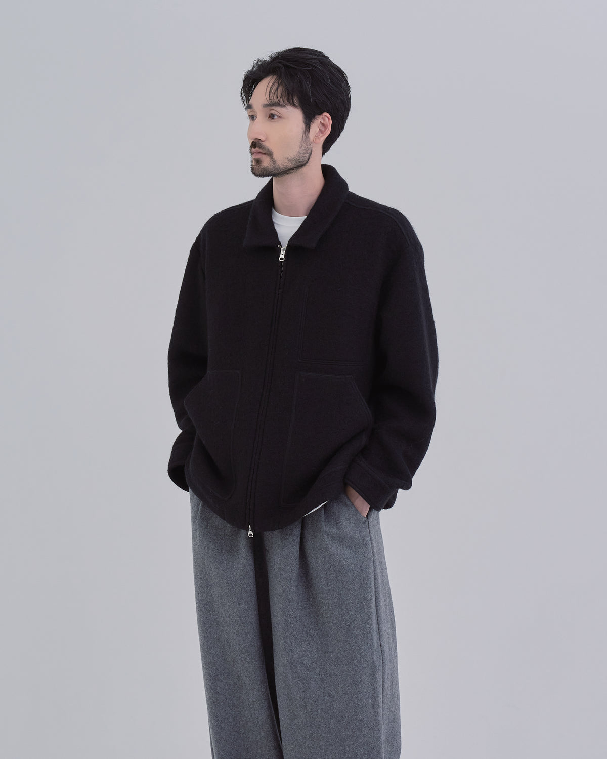 Sliver Knit Jacket -black-