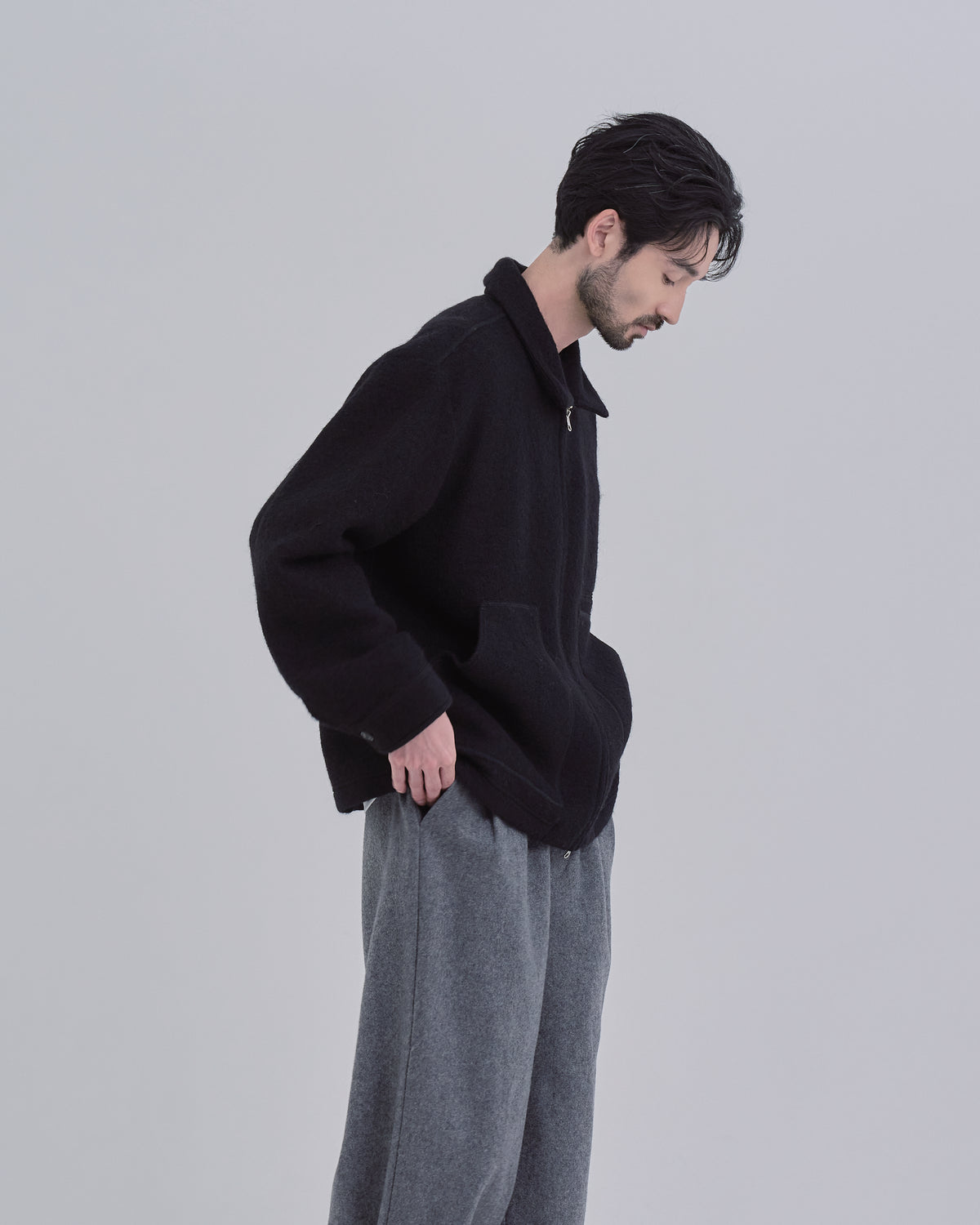 Sliver Knit Jacket -black-