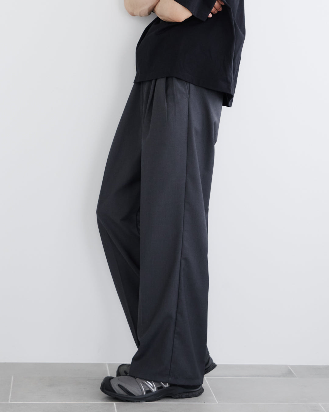 2Tuck Wide Slacks-gray-