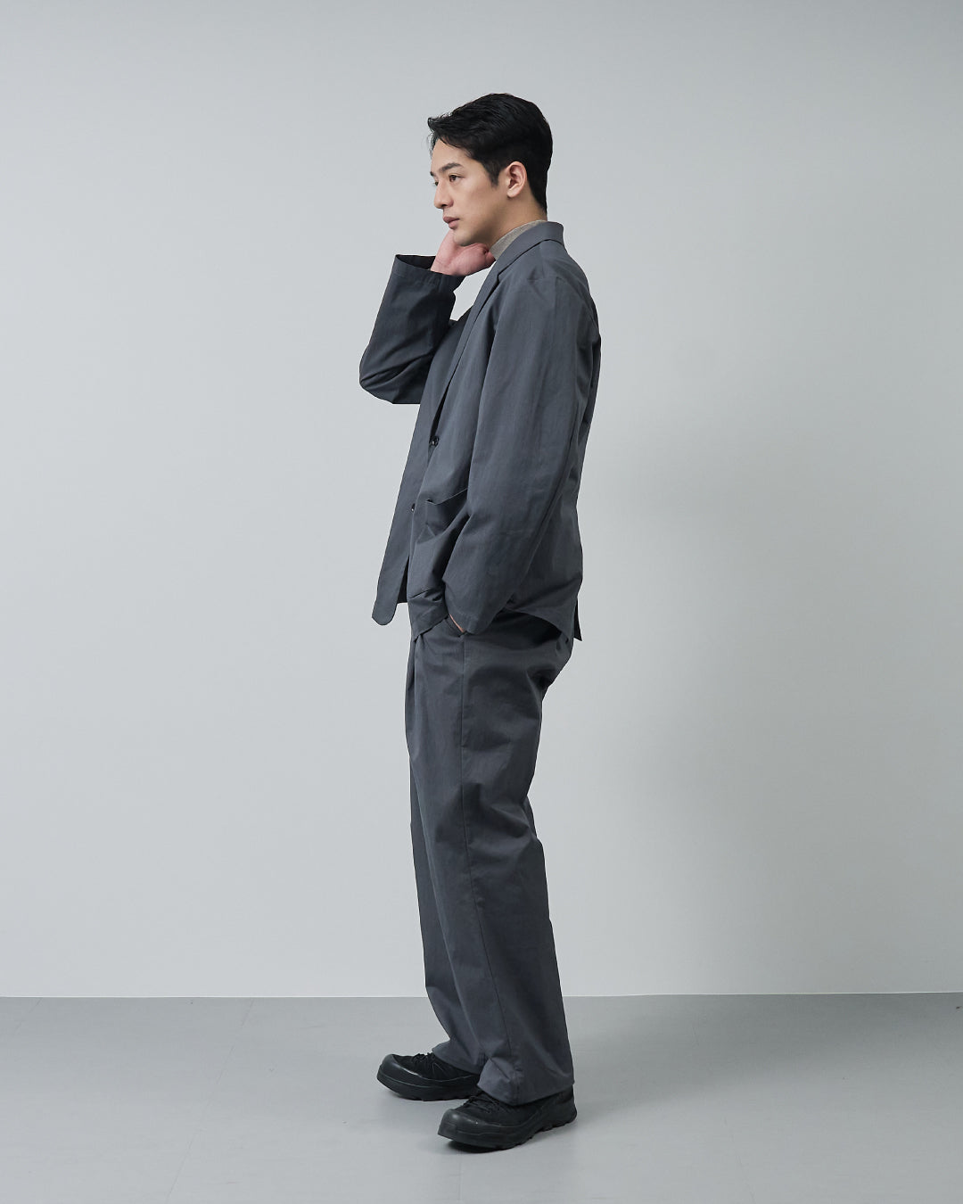 Cotton×Nylon Easy Tailored Jacket -charcoal-
