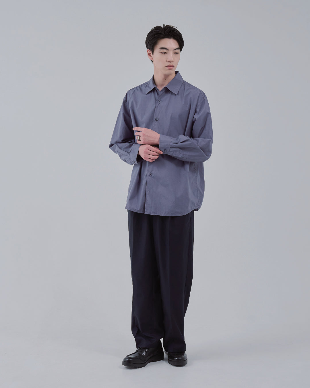 Garment Dyed L/S Shirt -dark purple-