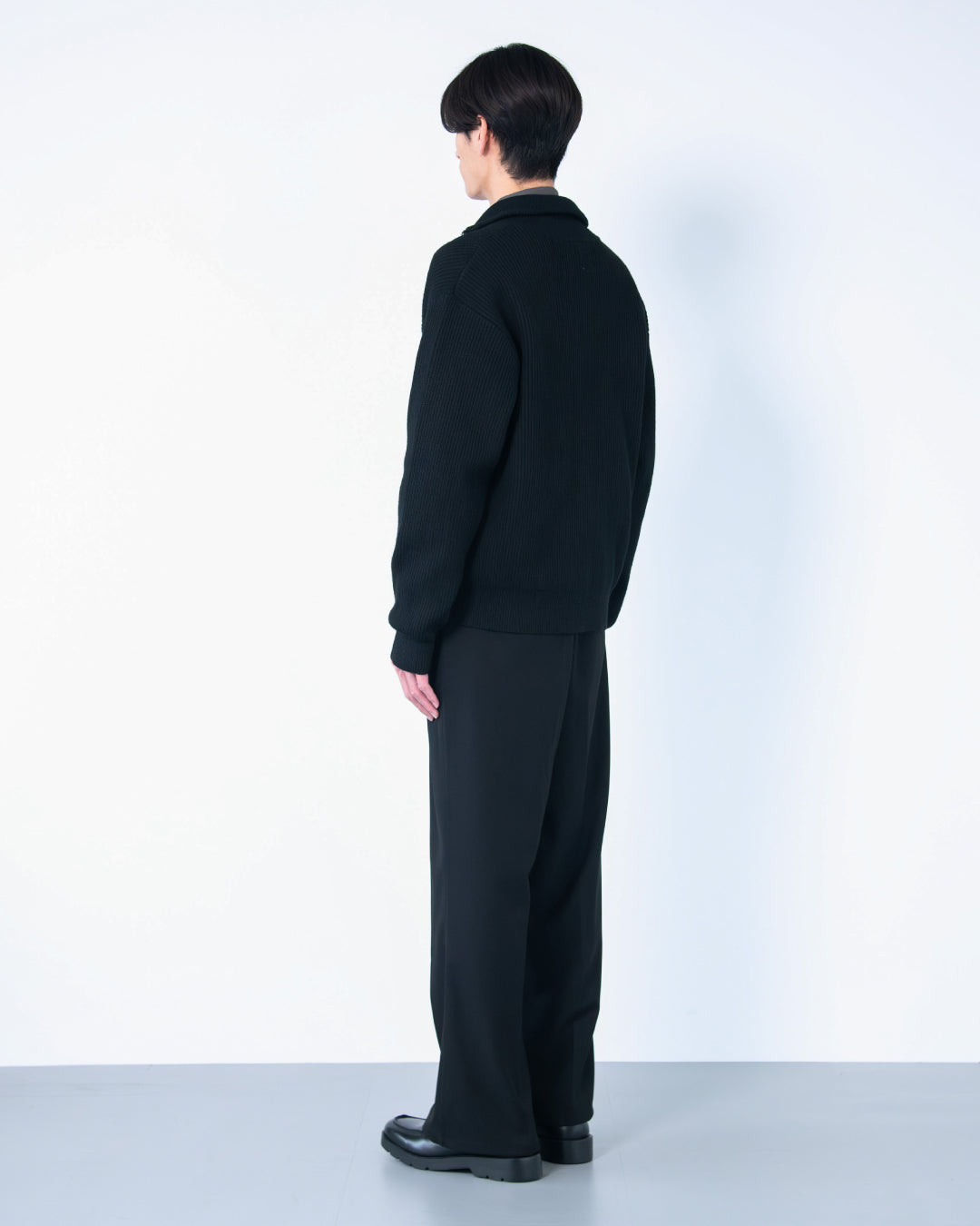 Wool Mixed Drivers Knit -black-