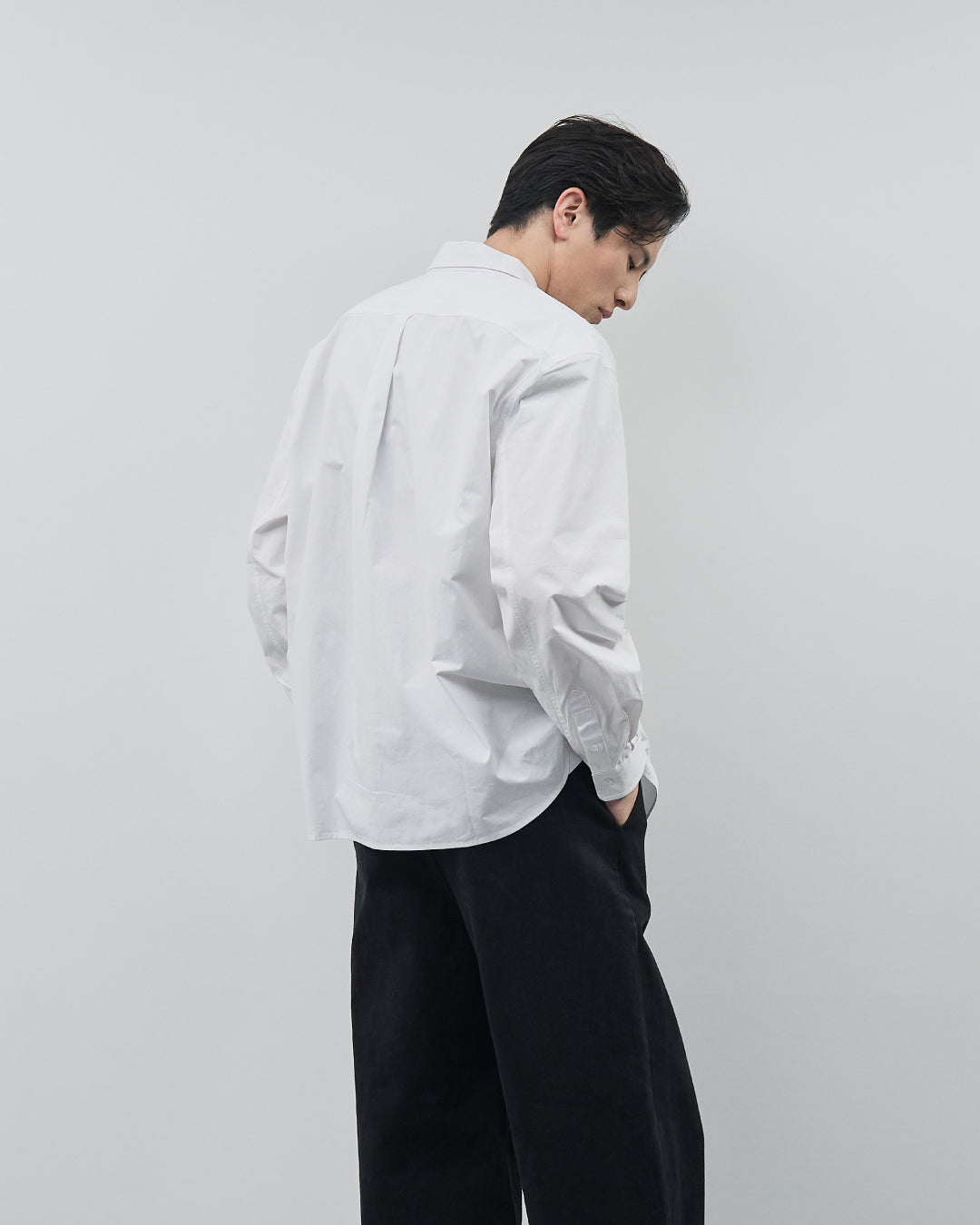 Cotton Broadcloth Regular Collar L/S Shirts -white-