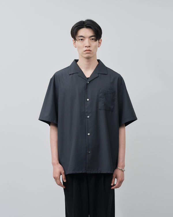 Italian Open-Collar S/S Shirt -navy-
