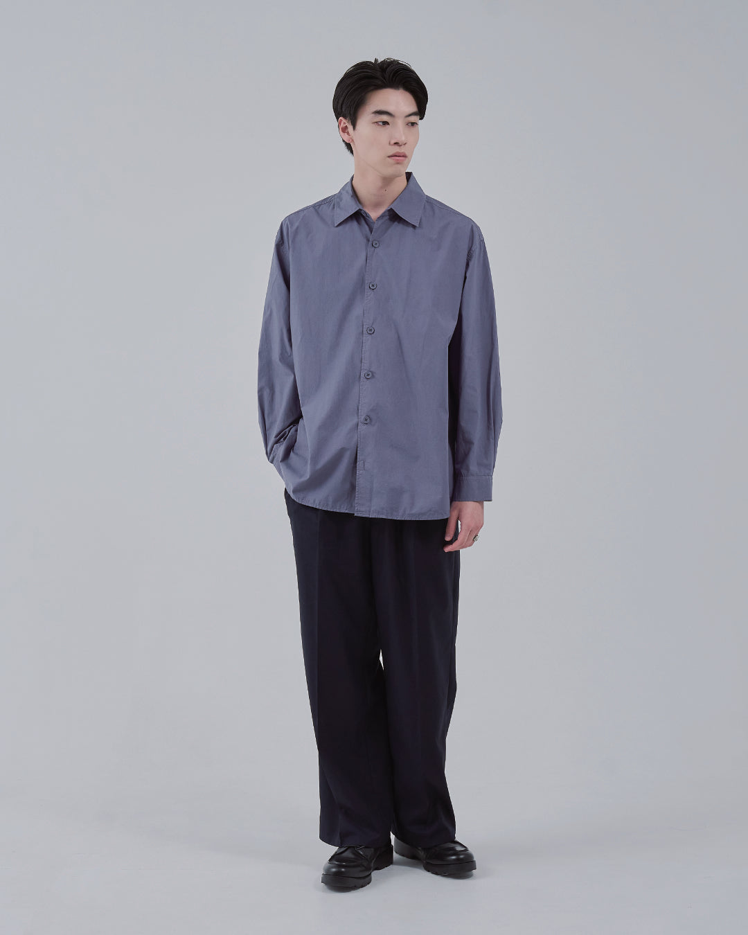 Garment Dyed L/S Shirt -dark purple-