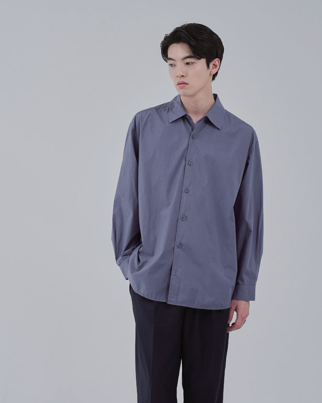 Garment Dyed L/S Shirt -dark purple-