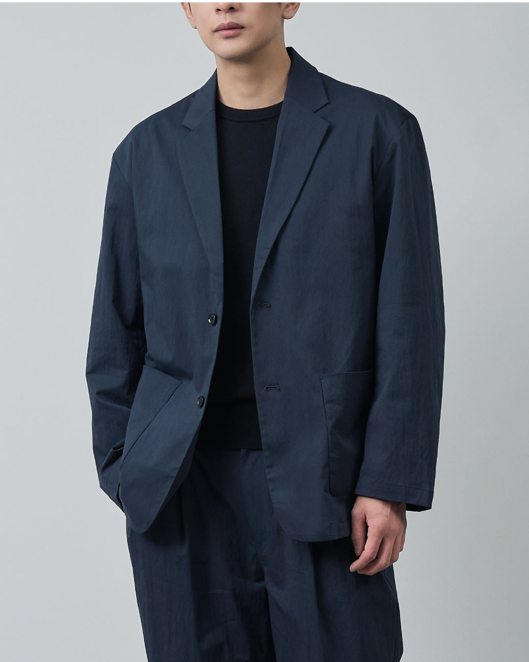 Cotton×Nylon Easy Tailored Jacket -navy-
