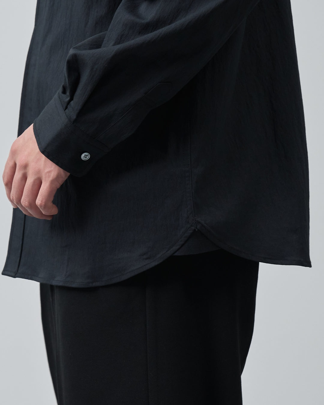 Cotton×Nylon Regular Collar L/S Shirts -black-
